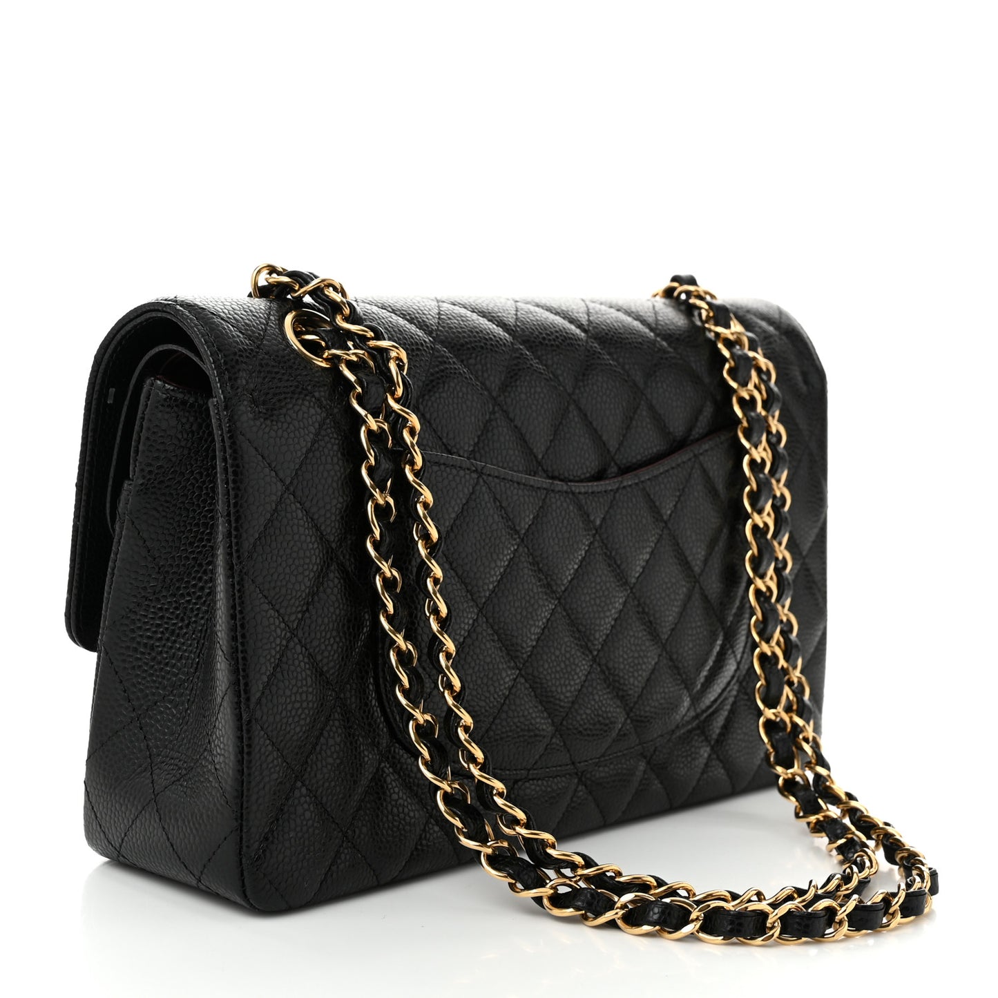 Caviar Quilted Medium Double Flap Black