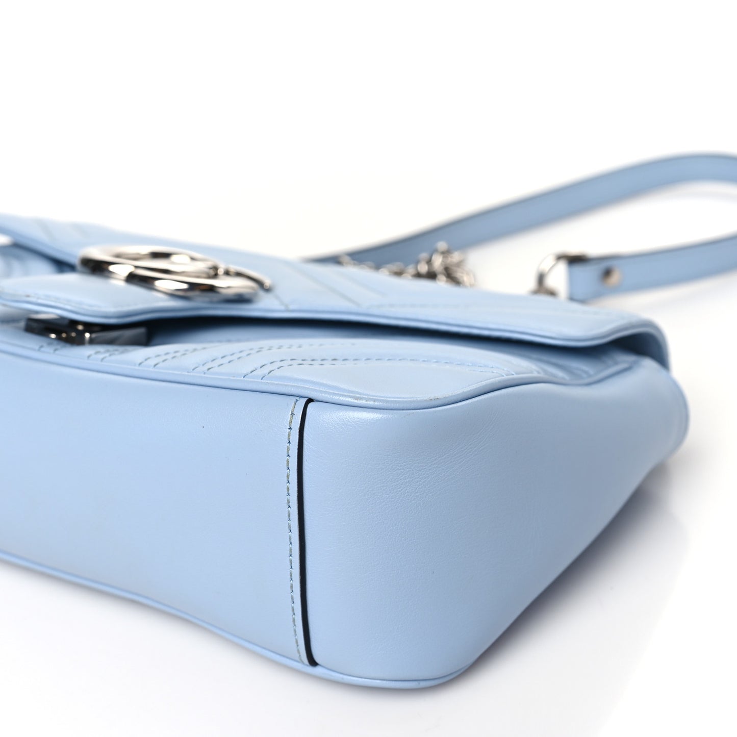 Calfskin Matelasse Small GG Marmont Shoulder Bag Porcelain Light Blue