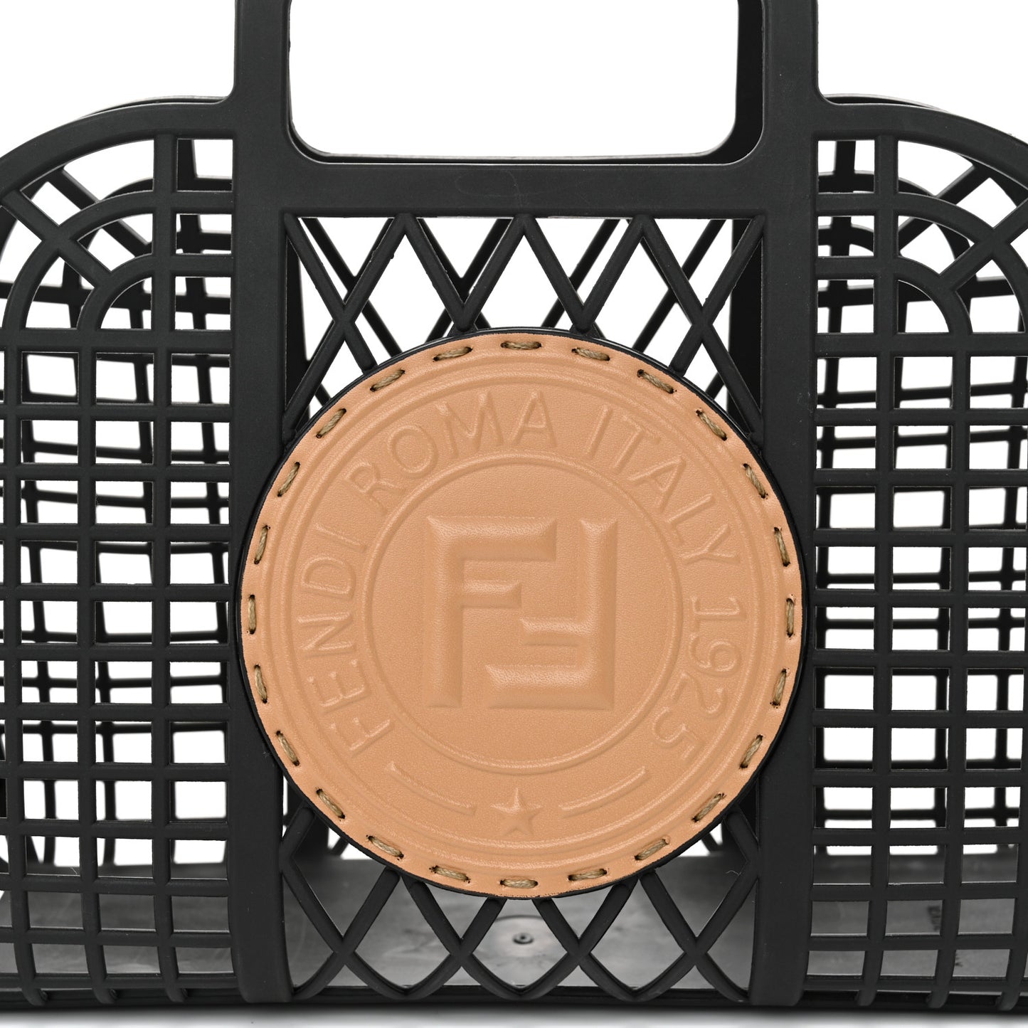 Recycled Plastic Vitello Liberty Matte Small Fendi Basket Black Miele Scuro