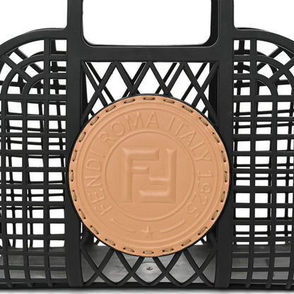 Fendi Recycled Plastic Vitello Liberty Matte Small Fendi Basket Black Miele Scuro 9 of 11