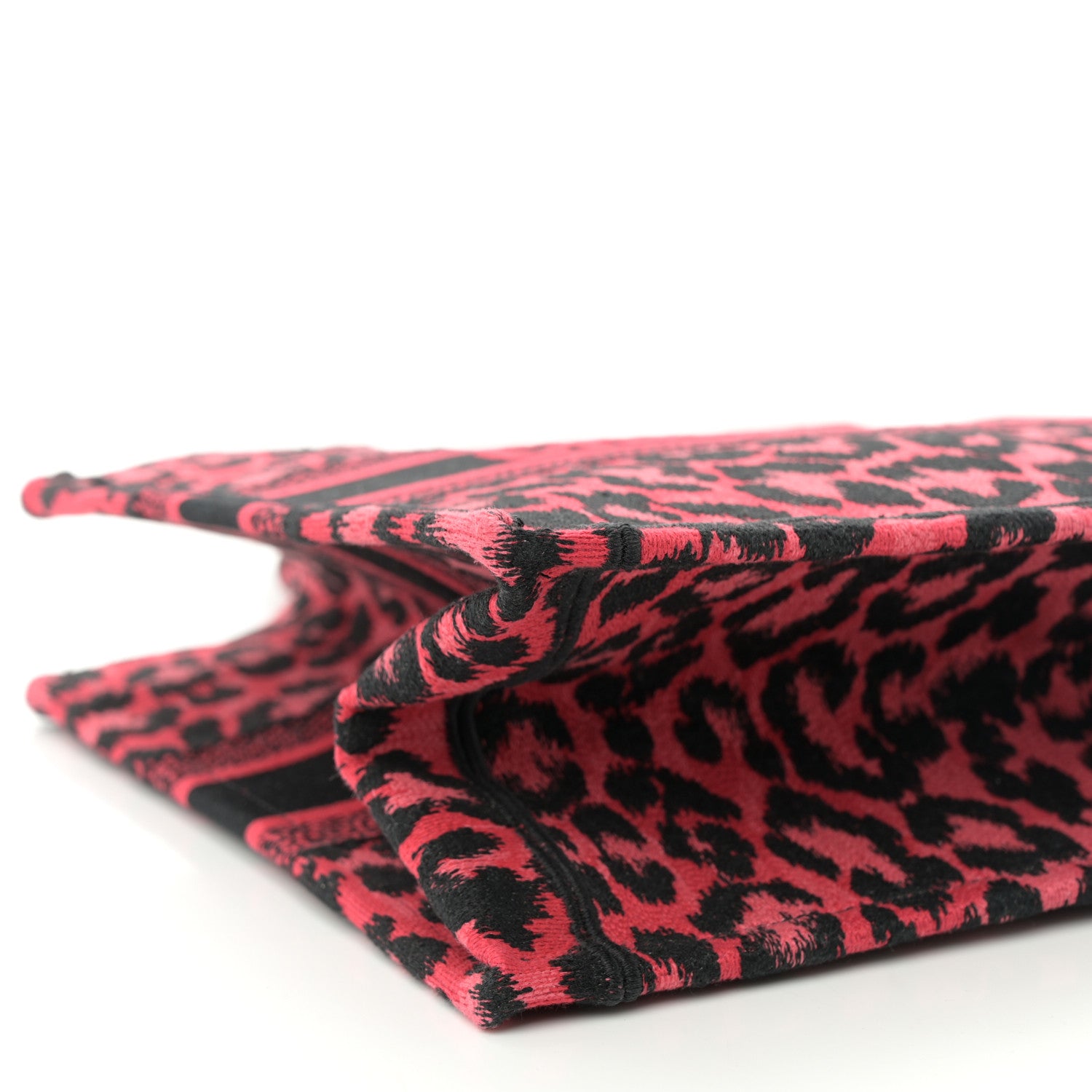 Christian Dior Canvas Mizza Embroidered Medium Leopard Book Tote Fuchsia Multicolor 9 of 12