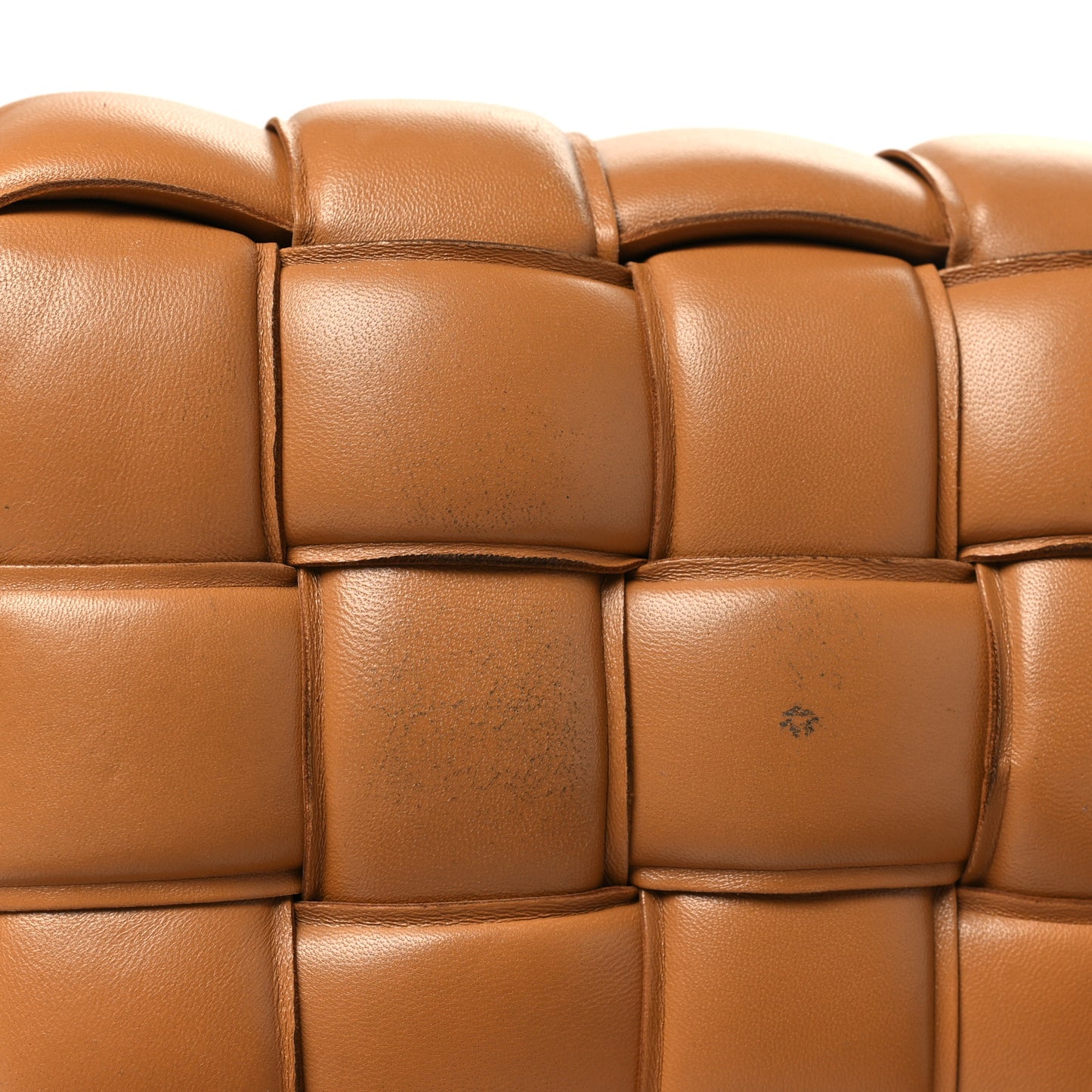 Nappa Maxi Intreccio Padded Cassette Crossbody Bag Caramel