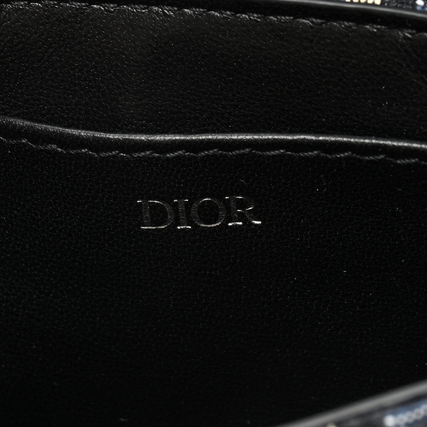Christian Dior Oblique Calfskin Saddle Card Holder On Strap Black 7 of 10