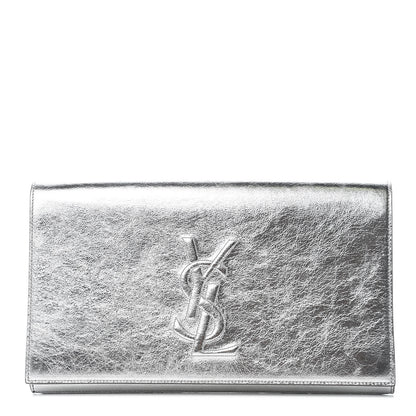 Saint Laurent Metallic Calfskin Monogram Large Belle De Jour Clutch Silver 1 of 9