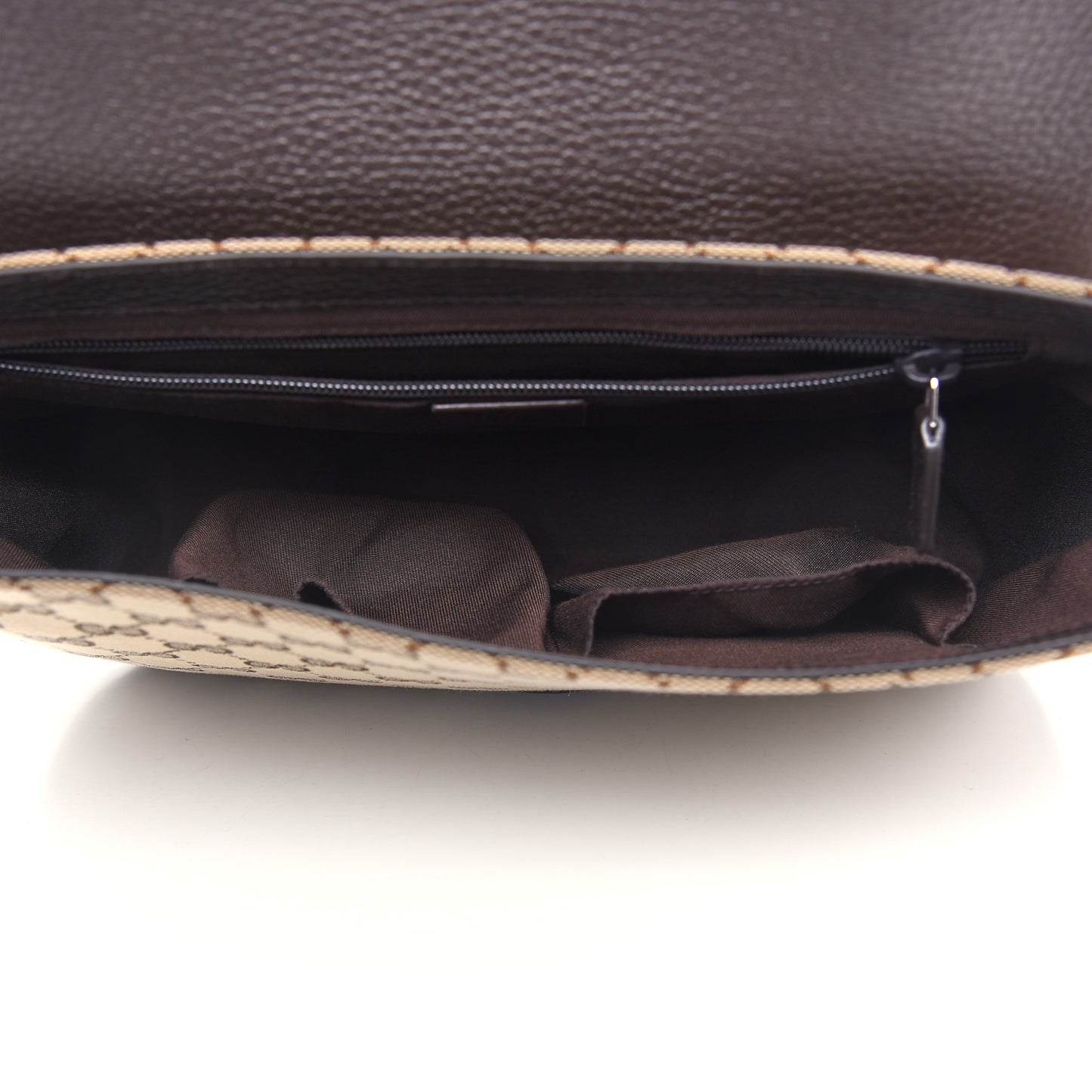 Monogram Flap Messenger Bag Beige Dark Brown
