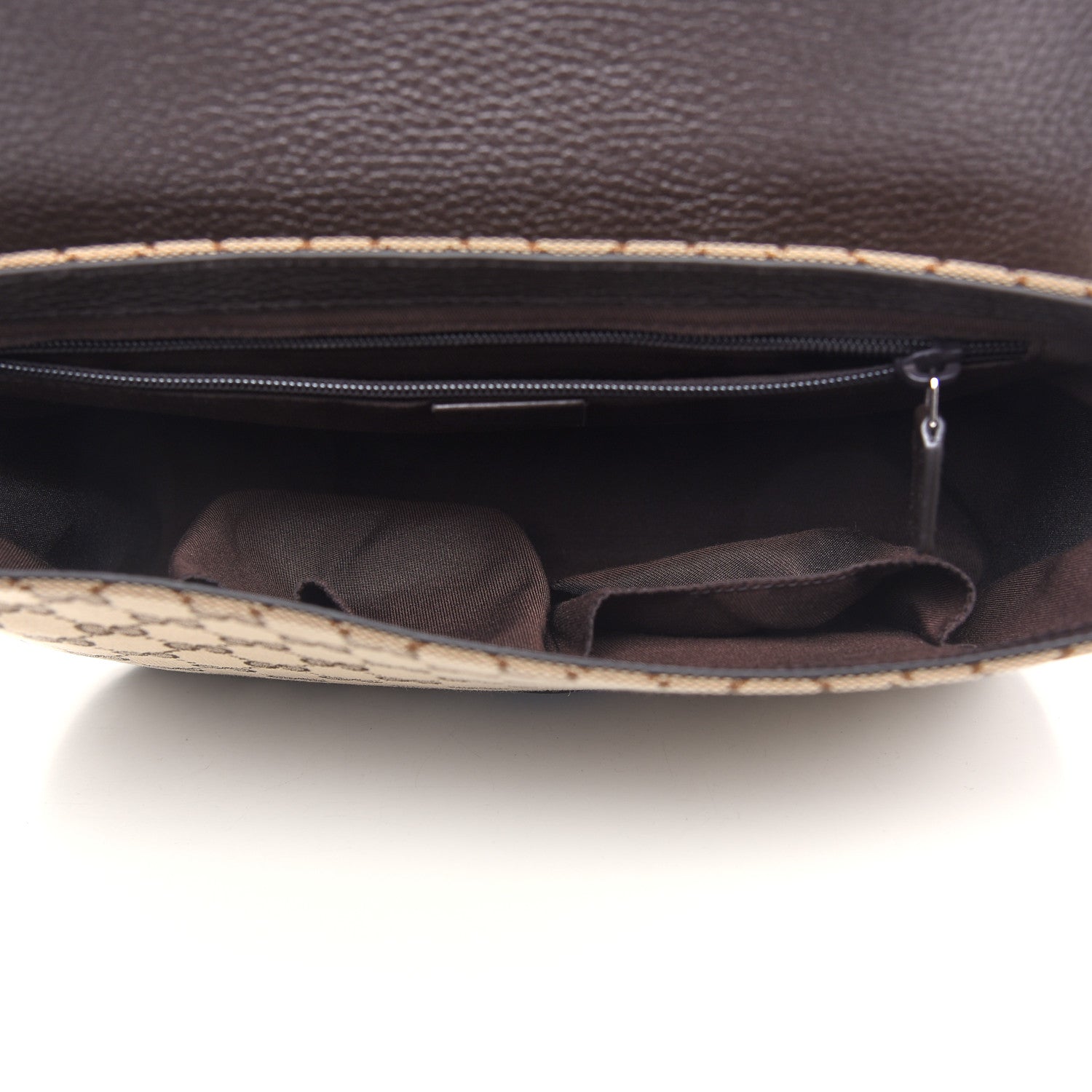 Gucci Monogram Flap Messenger Bag Beige Dark Brown 4 of 9
