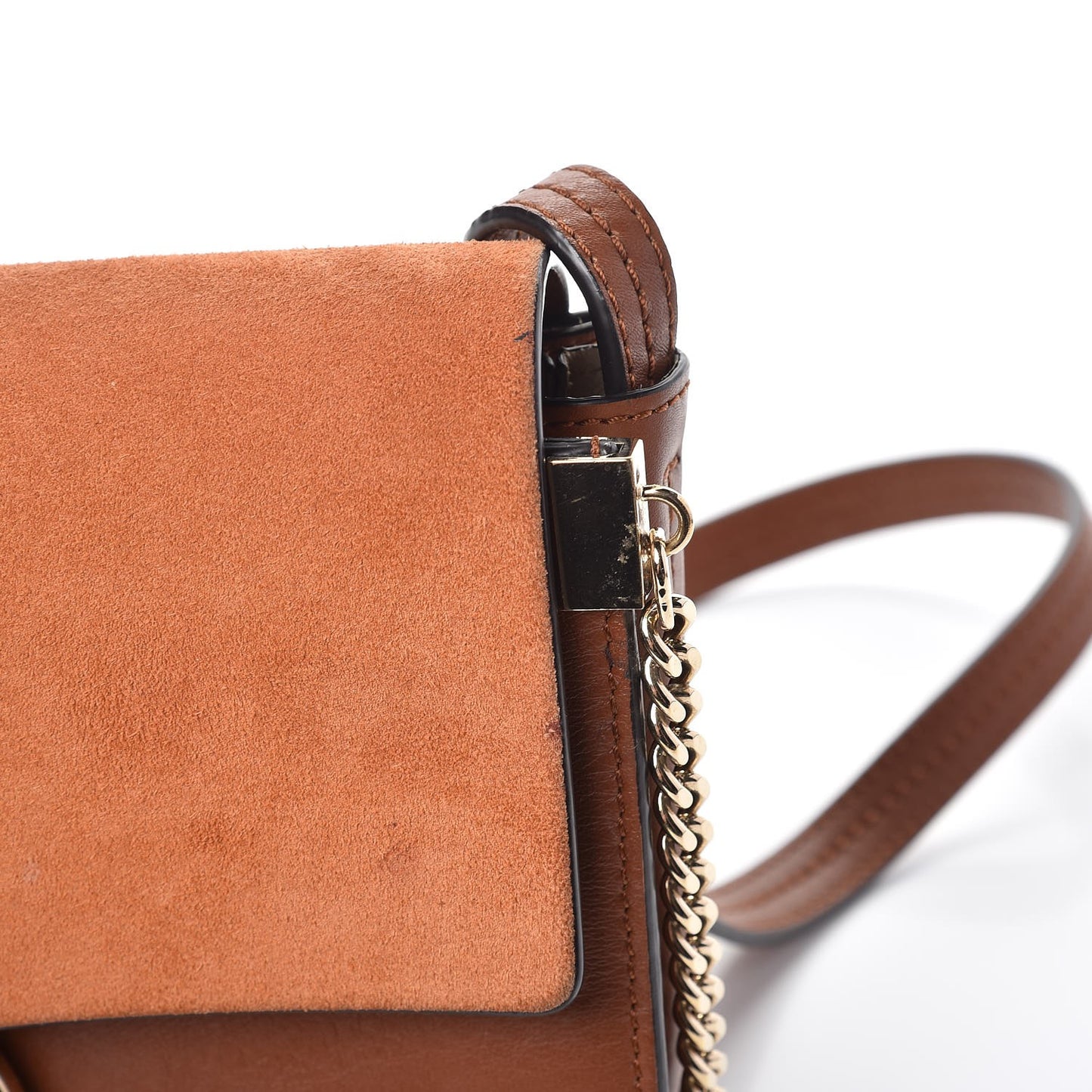 Suede Calfskin Small Faye Shoulder Bag Tobacco