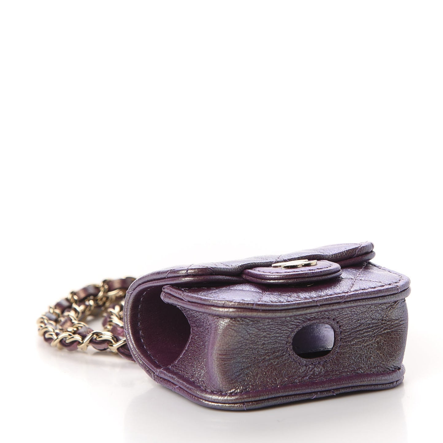 Iridescent Lambskin Quilted Airpods Pro Case Purple