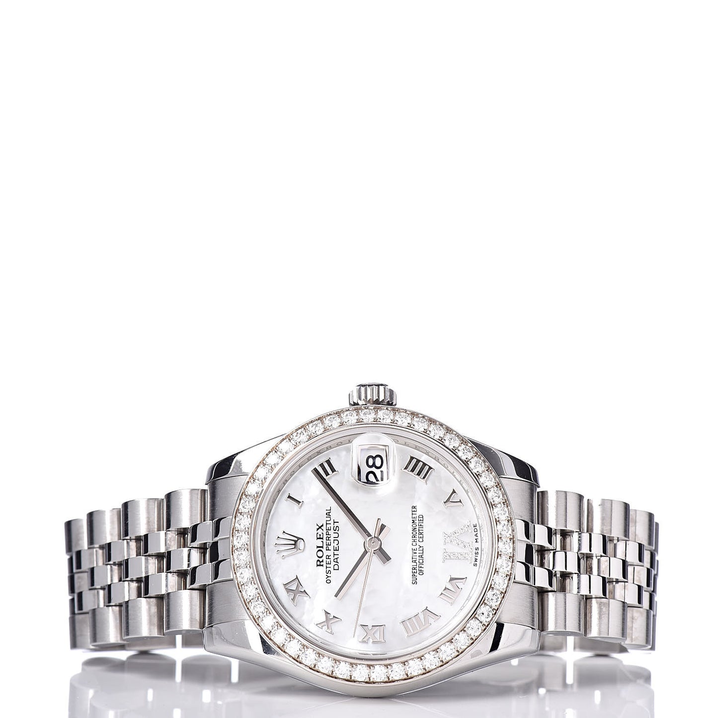 Stainless Steel 18K White Gold Diamond Mother of Pearl 31mm Oyster Perpetual Datejust Watch Roman 178384