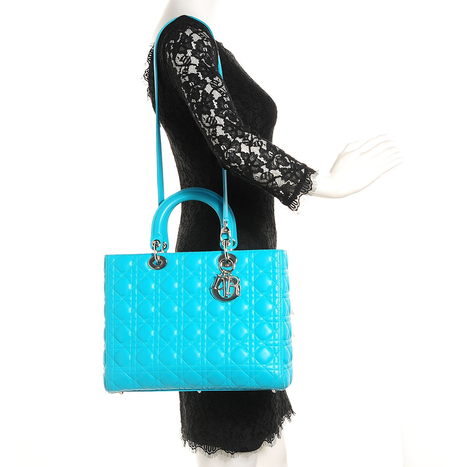 Christian Dior Lambskin Cannage Large Lady Dior Turquoise 2 of 8