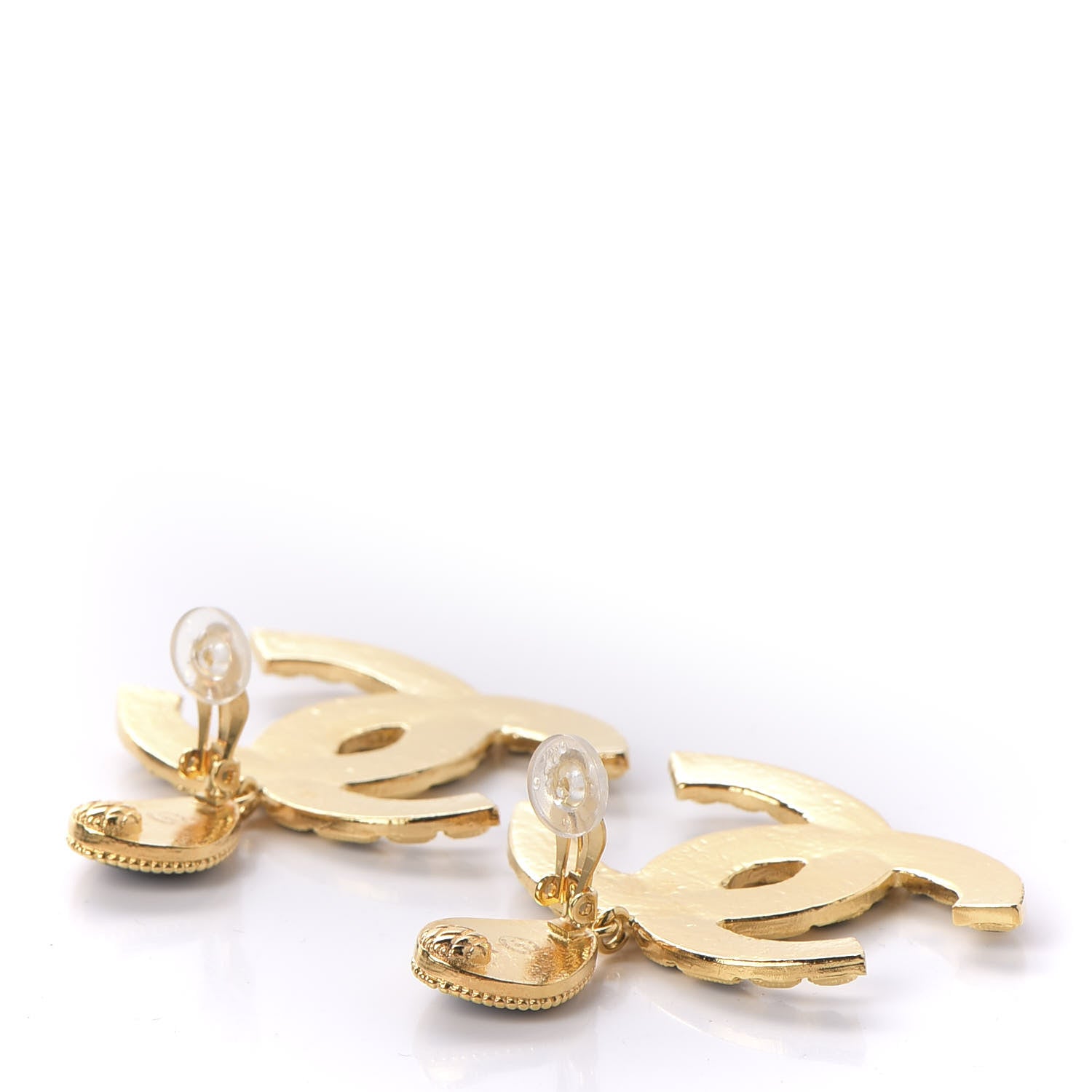 Chanel Resin Along The Nile CC Clip On Earrings Gold Black 3 of 5