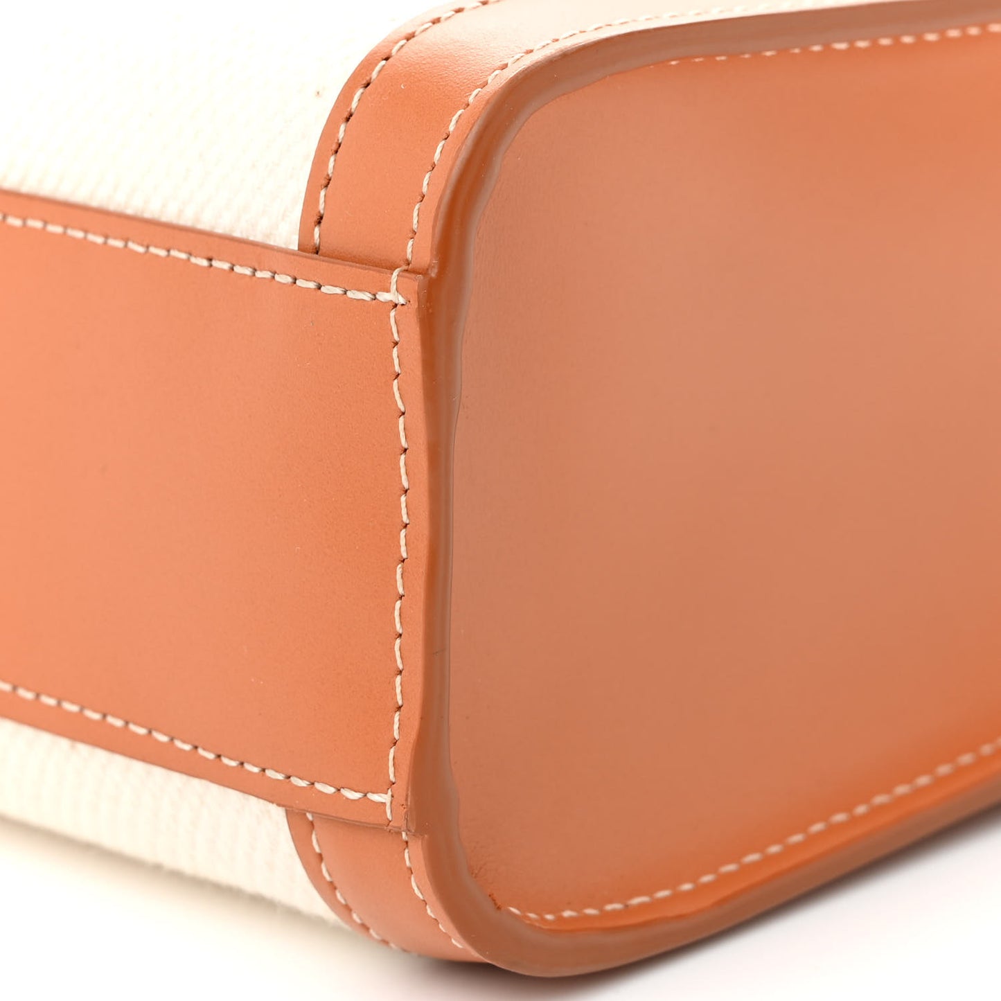 Canvas Calfskin Logo Print Small Vertical Cabas Natural Tan