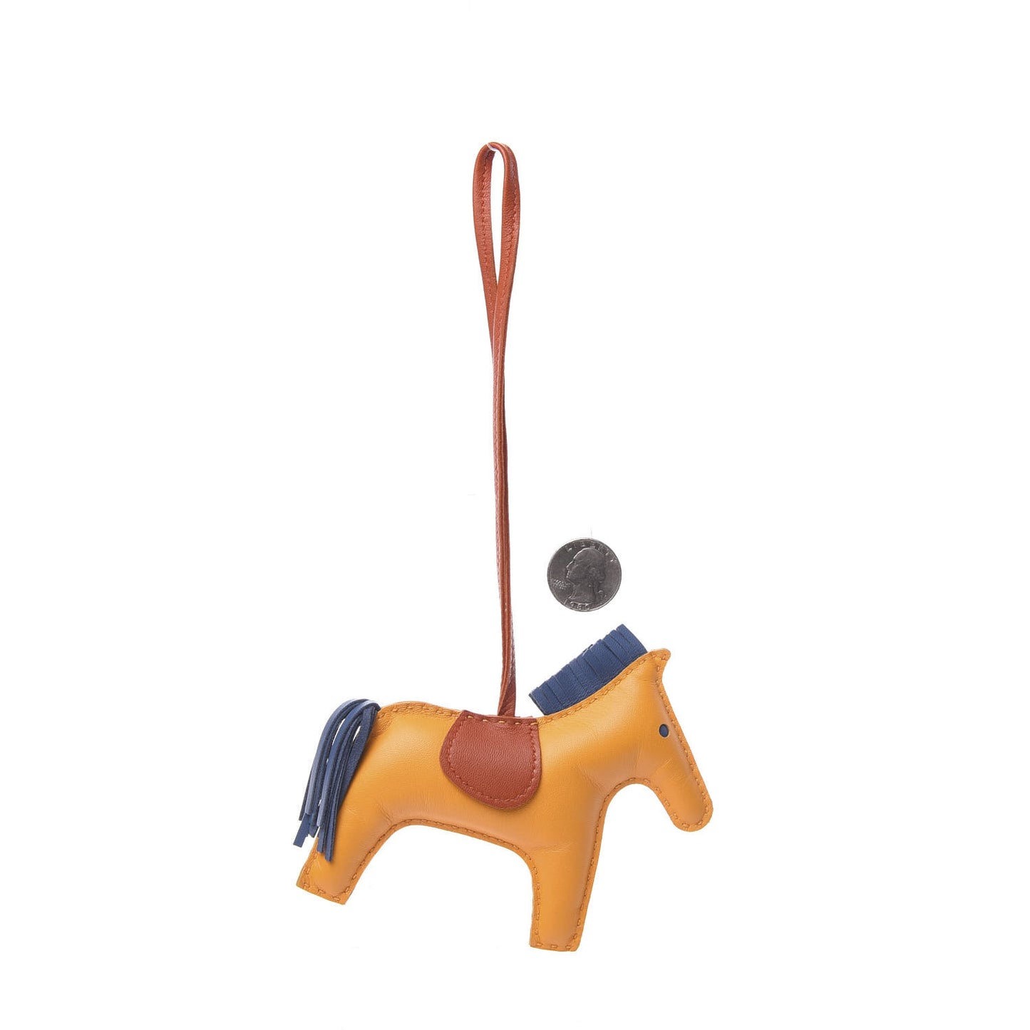 Milo Lambskin Grigri Rodeo Horse Bag Charm GM Jaune D'Or Bleu Agate Cornaline