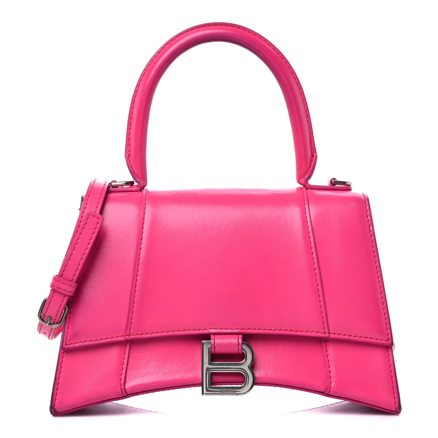 Balenciaga Shiny Box Calfskin Small Hourglass Top Handle Bag Acid Fuchsia 1 of 15