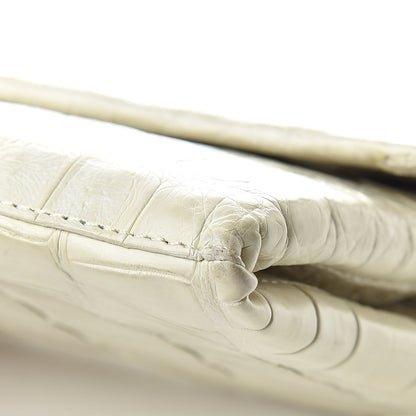 Nancy Gonzalez Crocodile Flap Clutch Wallet White 14 of 14