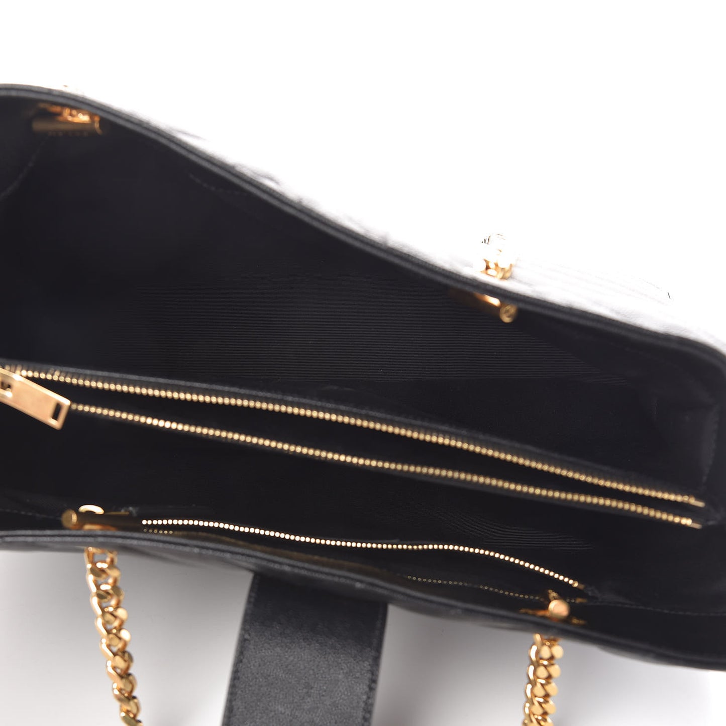 Grain De Poudre Matelasse Chevron Monogram Shopping Bag Black