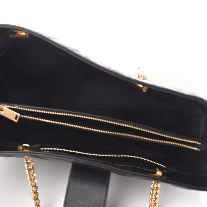 Saint Laurent Grain De Poudre Matelasse Chevron Monogram Shopping Bag Black 5 of 23