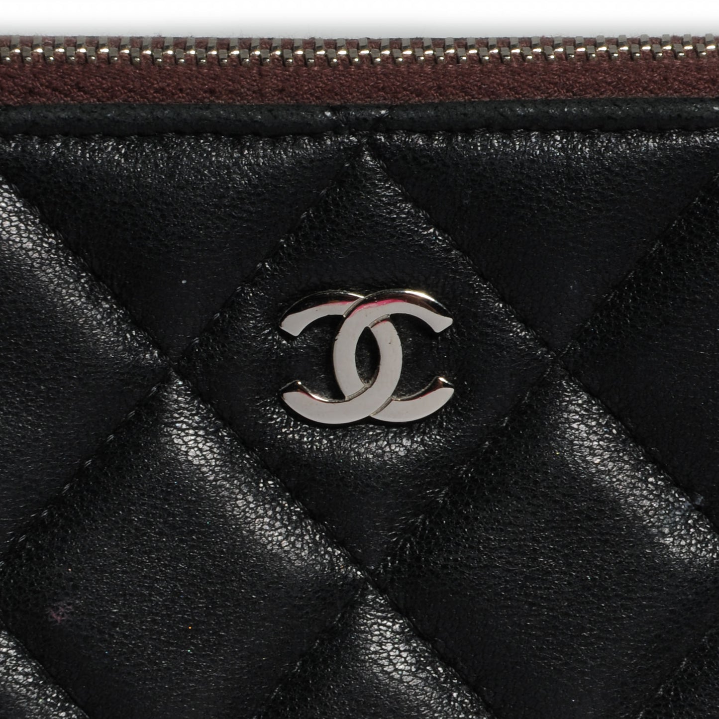 Lambskin Quilted Medium Cosmetic Case Black