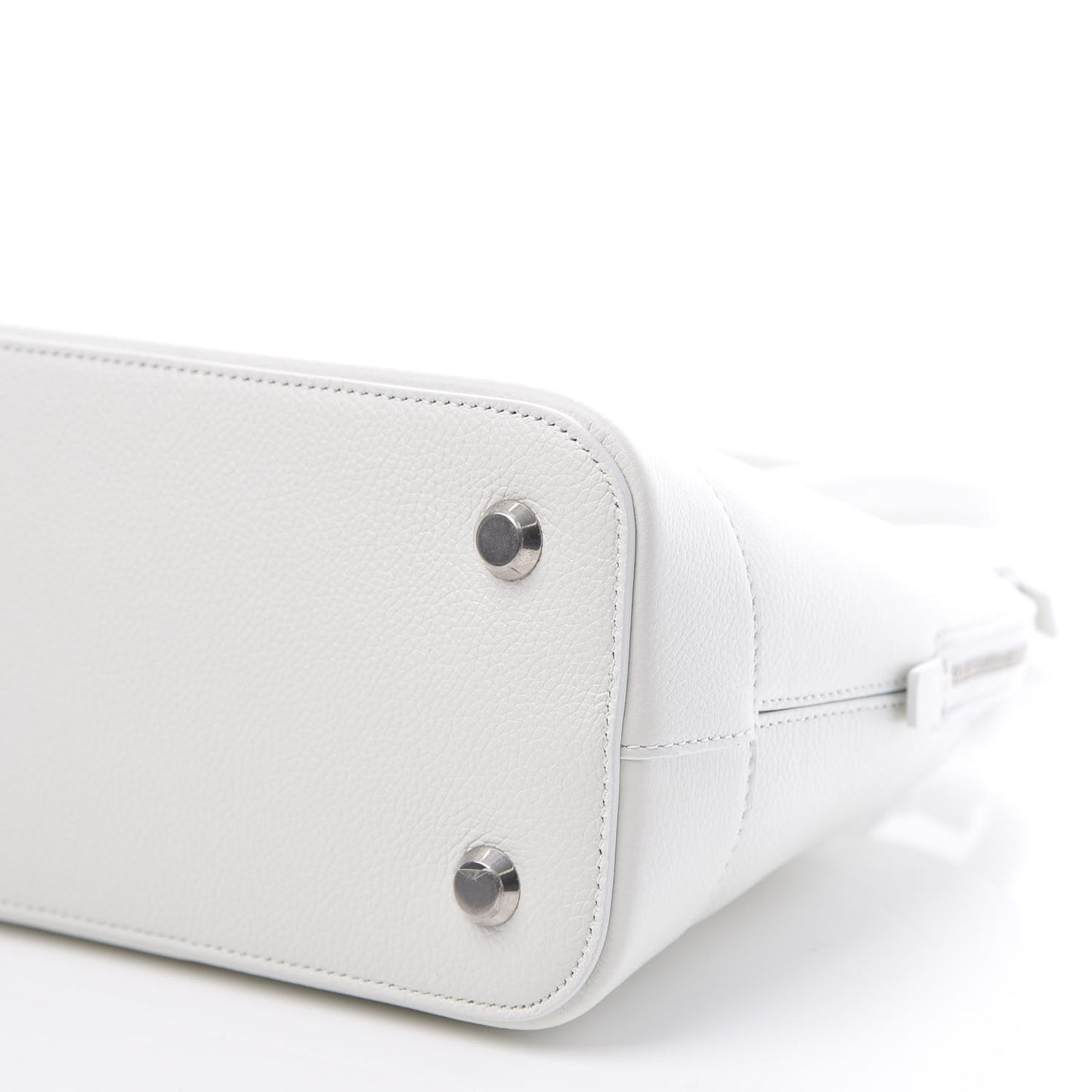 Grained Calfskin Logo S Ville Top Handle Bag White Fluo Pink