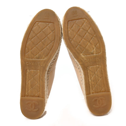 Chanel Lambskin CC Espadrilles 36 Beige Black 5 of 9