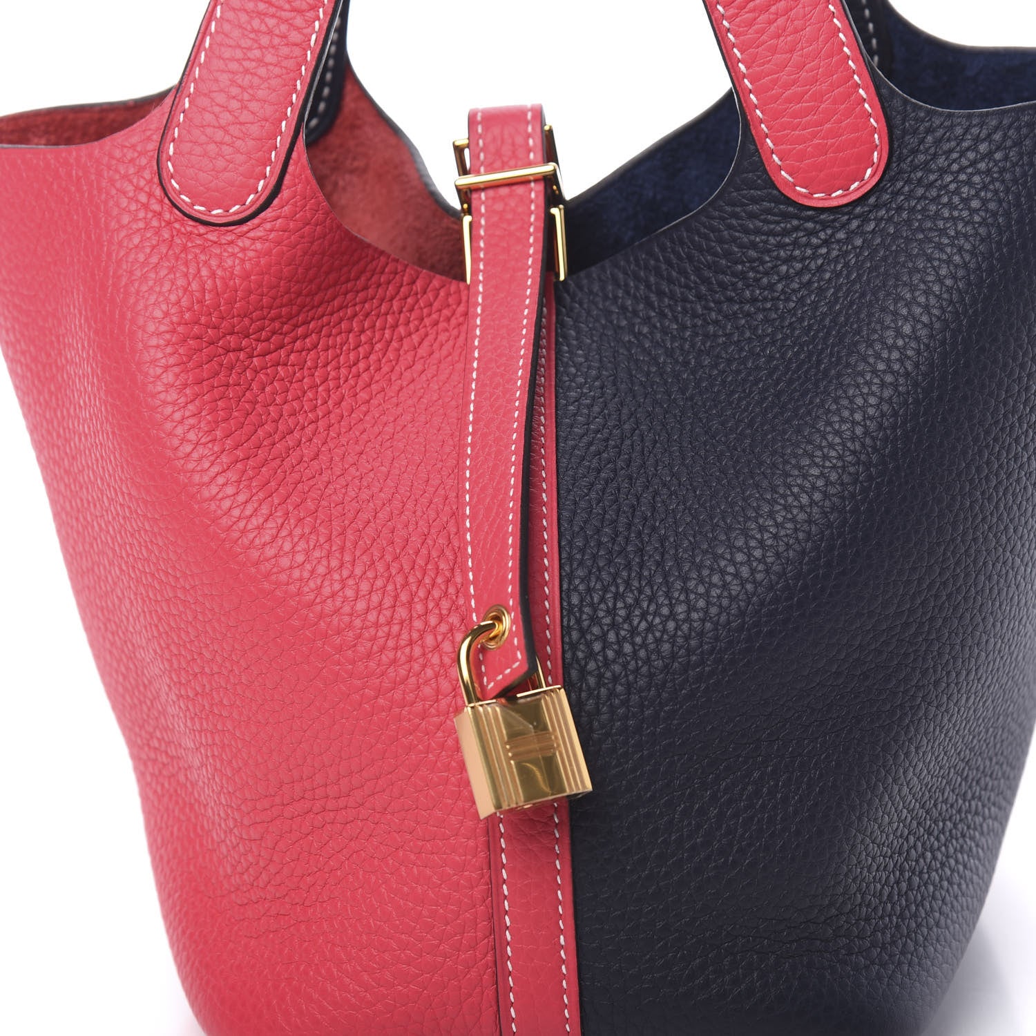 Hermes Taurillon Clemence Casaque Picotin Lock 18 PM Rose Extreme Bleu Nuit 7 of 10