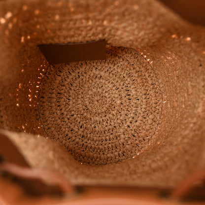 Saint Laurent Raffia Calfskin Seau Bucket Naturel Brick 5 of 10
