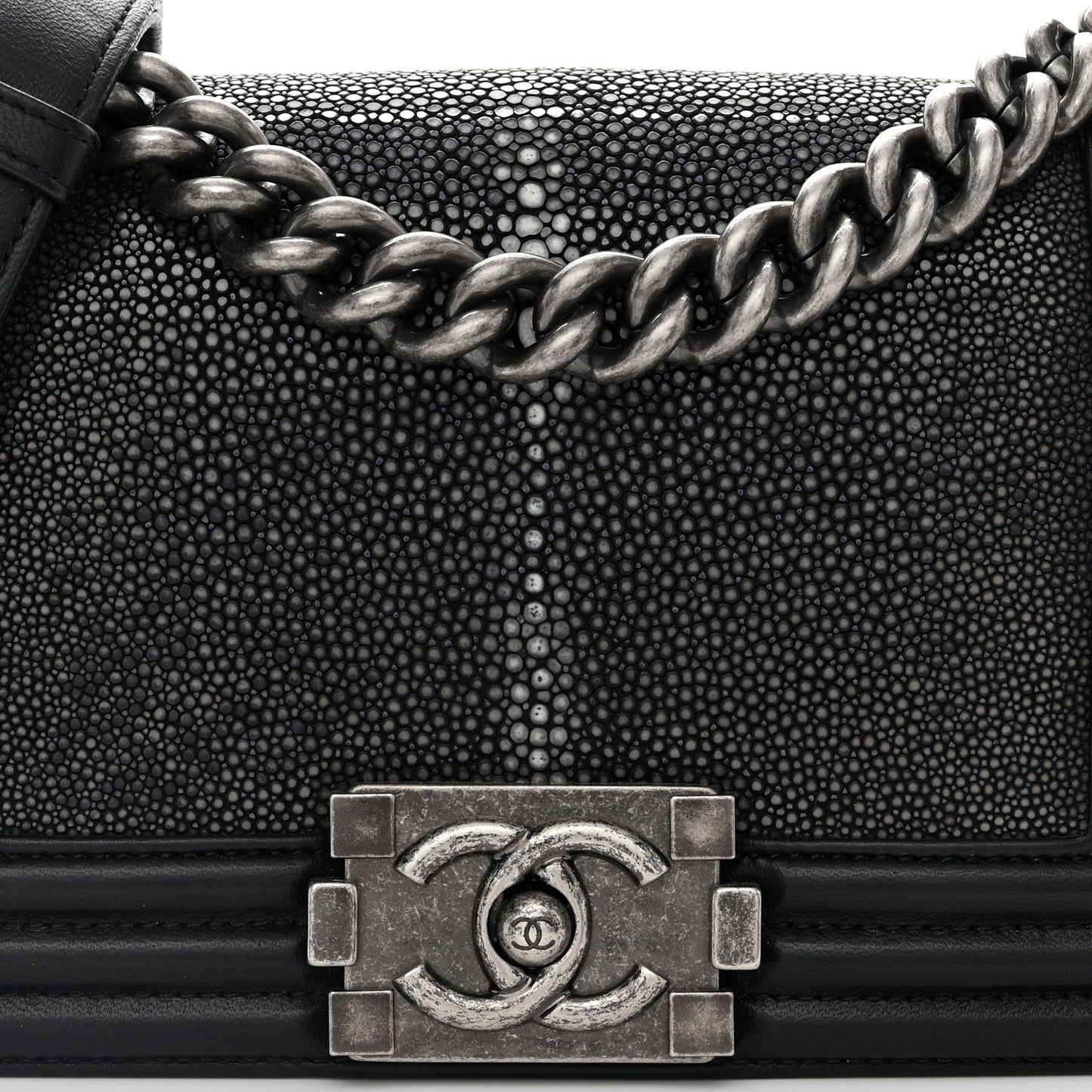 Galuchat Stingray Small Boy Flap Black