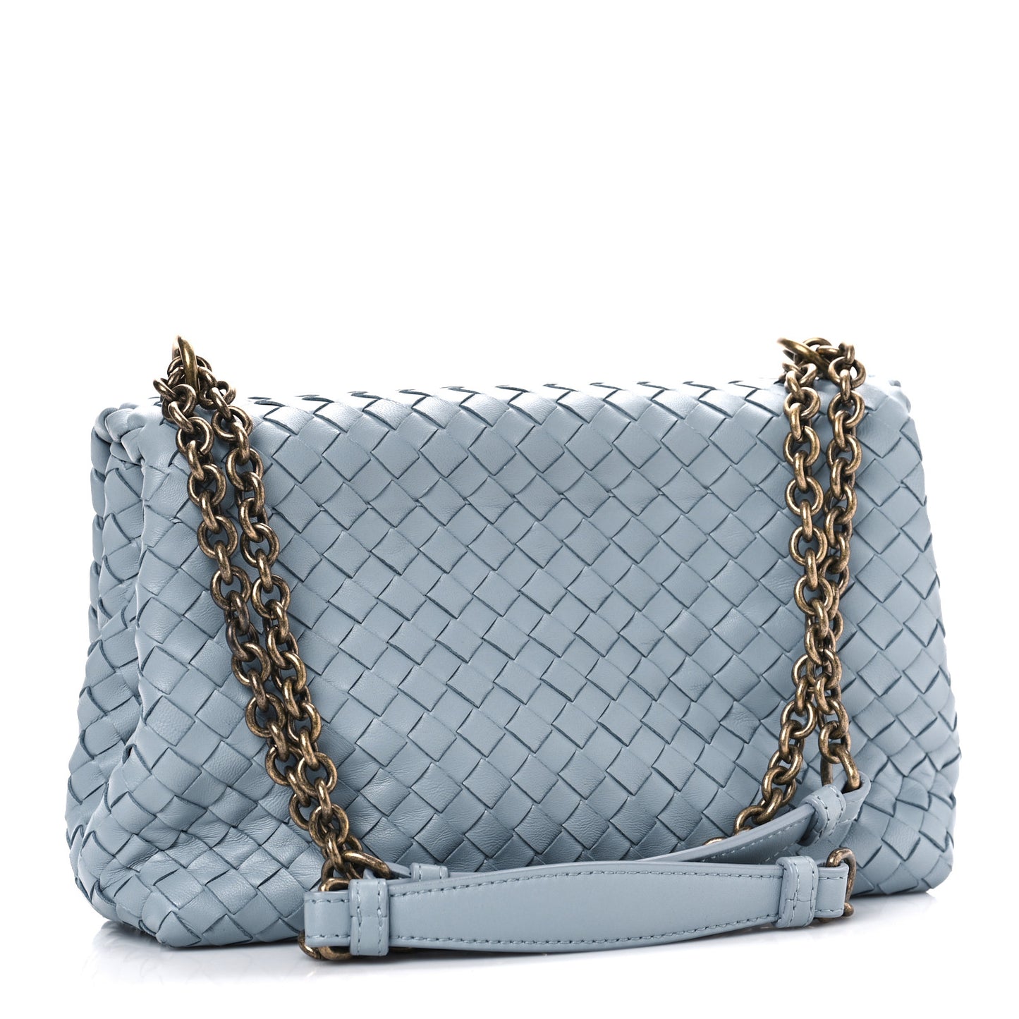Nappa Intrecciato Medium Olimpia Shoulder Bag Light Blue