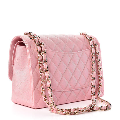 Chanel Iridescent Caviar Quilted Jumbo Double Flap Rose Pink 3 of 11
