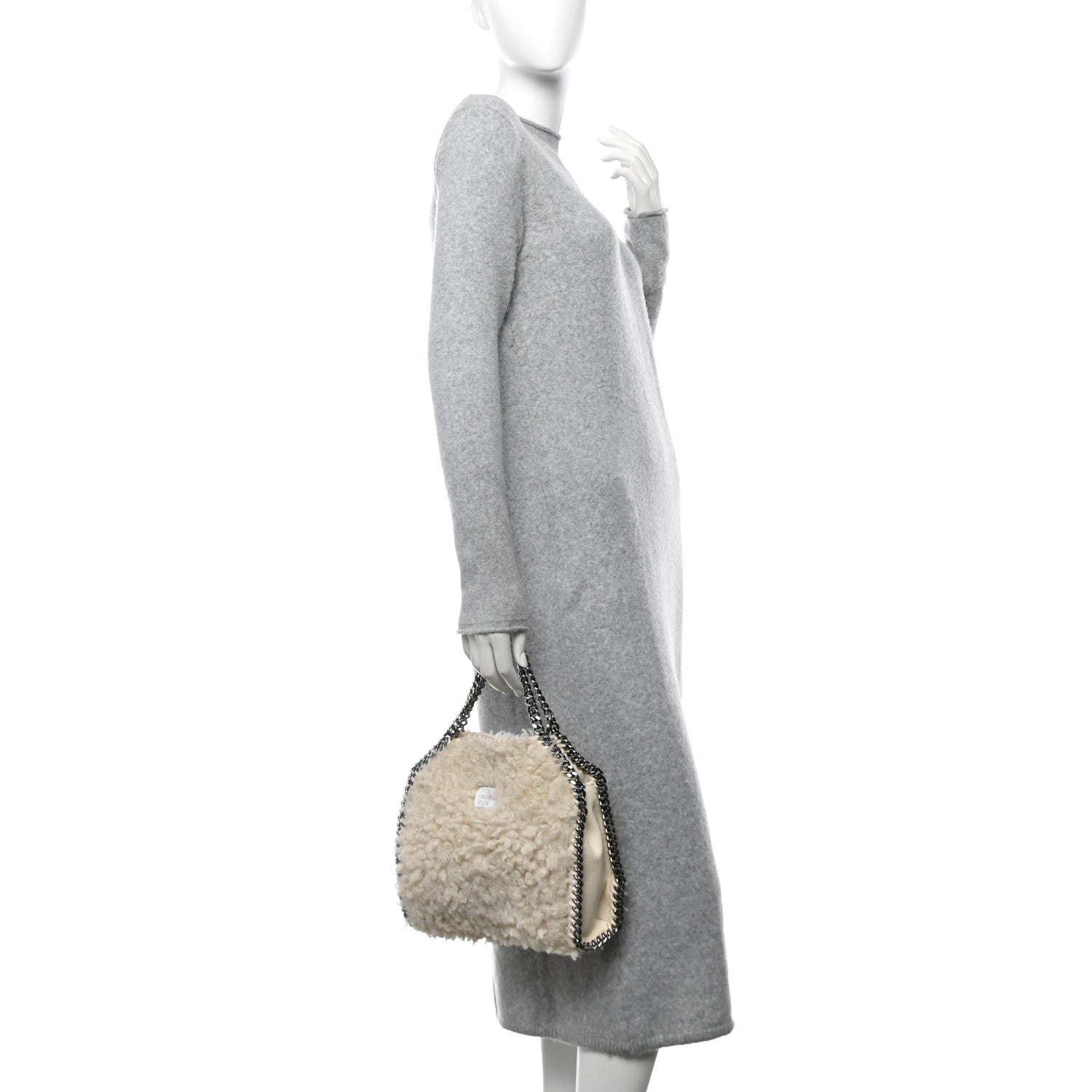 Stella McCartney Wool Fur Mini Falabella Tote White 2 of 10