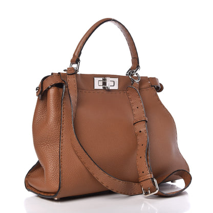 Fendi Cuoio Romano Selleria Bi-Color Medium Peekaboo Iconic Satchel Mou Deserto 3 of 7