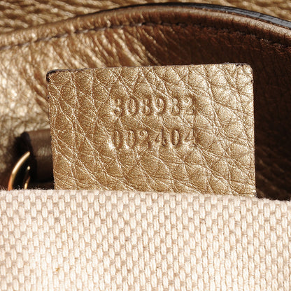Gucci Metallic Pebbled Calfskin Medium Soho Chain Shoulder Bag Golden Beige 9 of 9