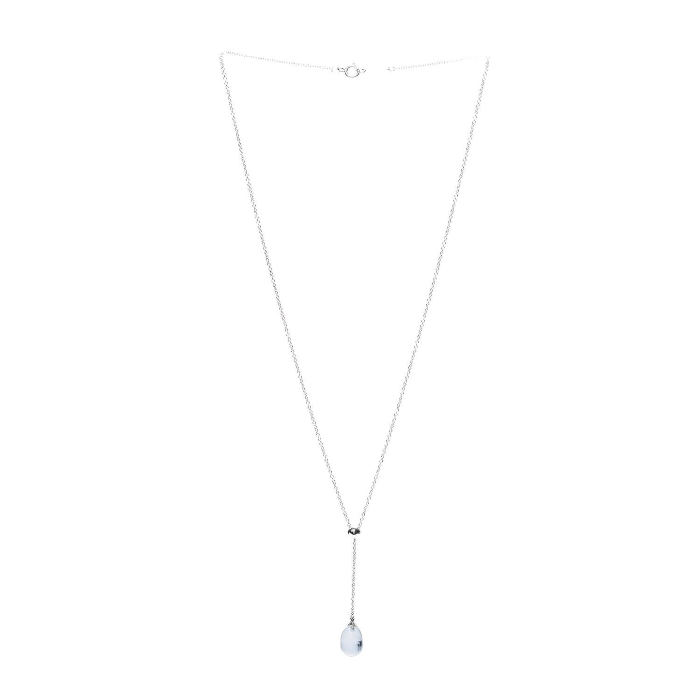 18K White Gold Aquamarine Rainbow Drops Pendant Necklace