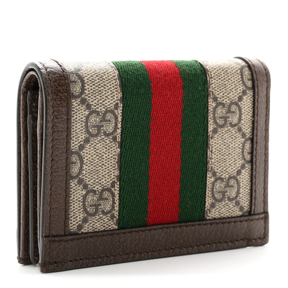 Gucci GG Supreme Monogram Web Ophidia Card Case Beige New Acero 3 of 8
