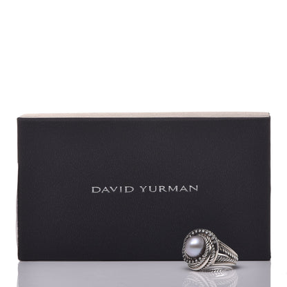 David Yurman Sterling Silver Diamond Pearl 10mm Crossover Ring 52 6 6 of 6