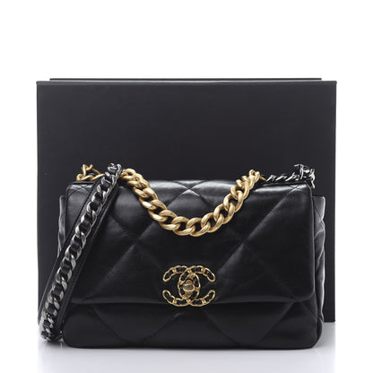 Chanel Goatskin Quilted Medium 19 Flap Black 12 of 13