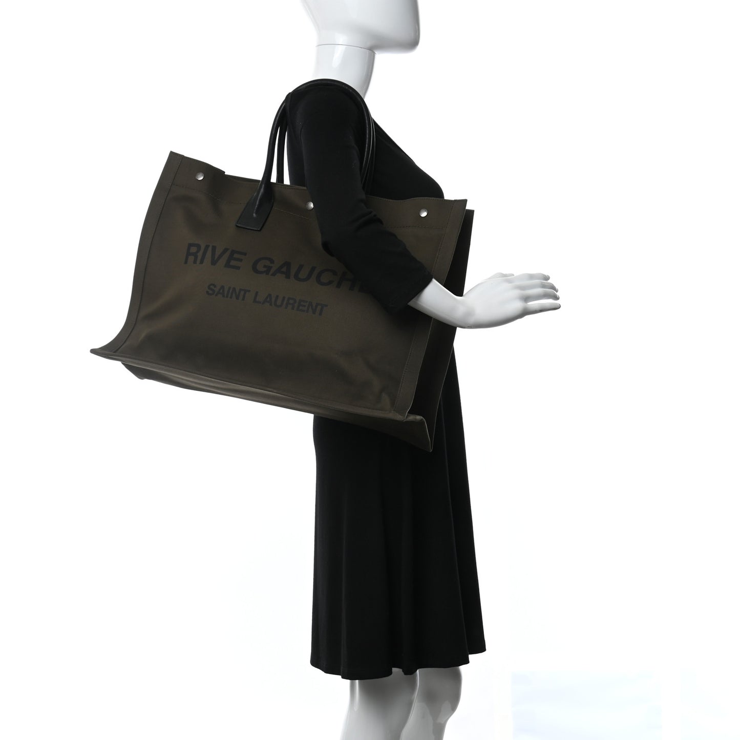 Linen Calfskin Rive Gauche Tote Khaki
