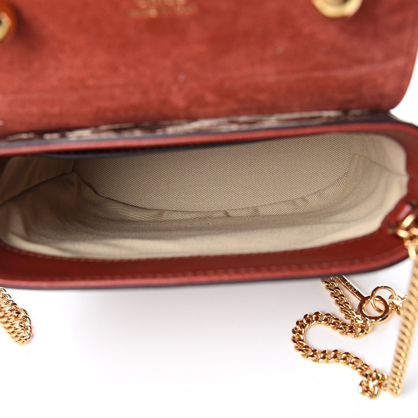 Calfskin Lizard Embossed Small Aby Lock Sepia Brown