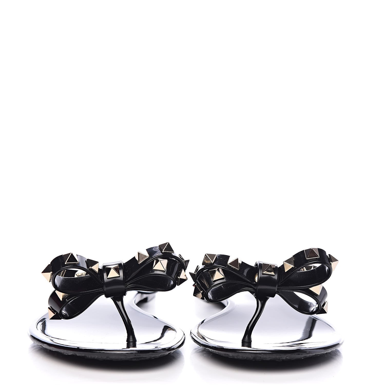 Valentino Garavani PVC Jelly Rockstud Bow Thong Sandals 40 Black 2 of 9