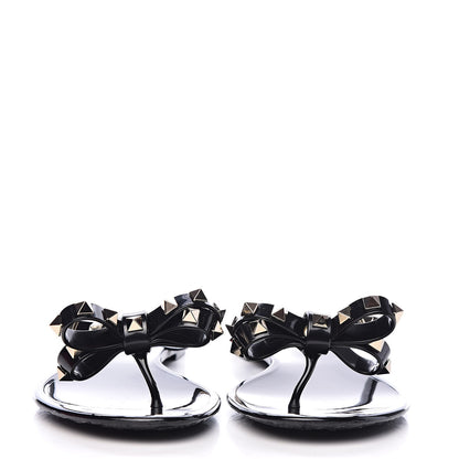 Valentino Garavani PVC Jelly Rockstud Bow Thong Sandals 40 Black 2 of 9