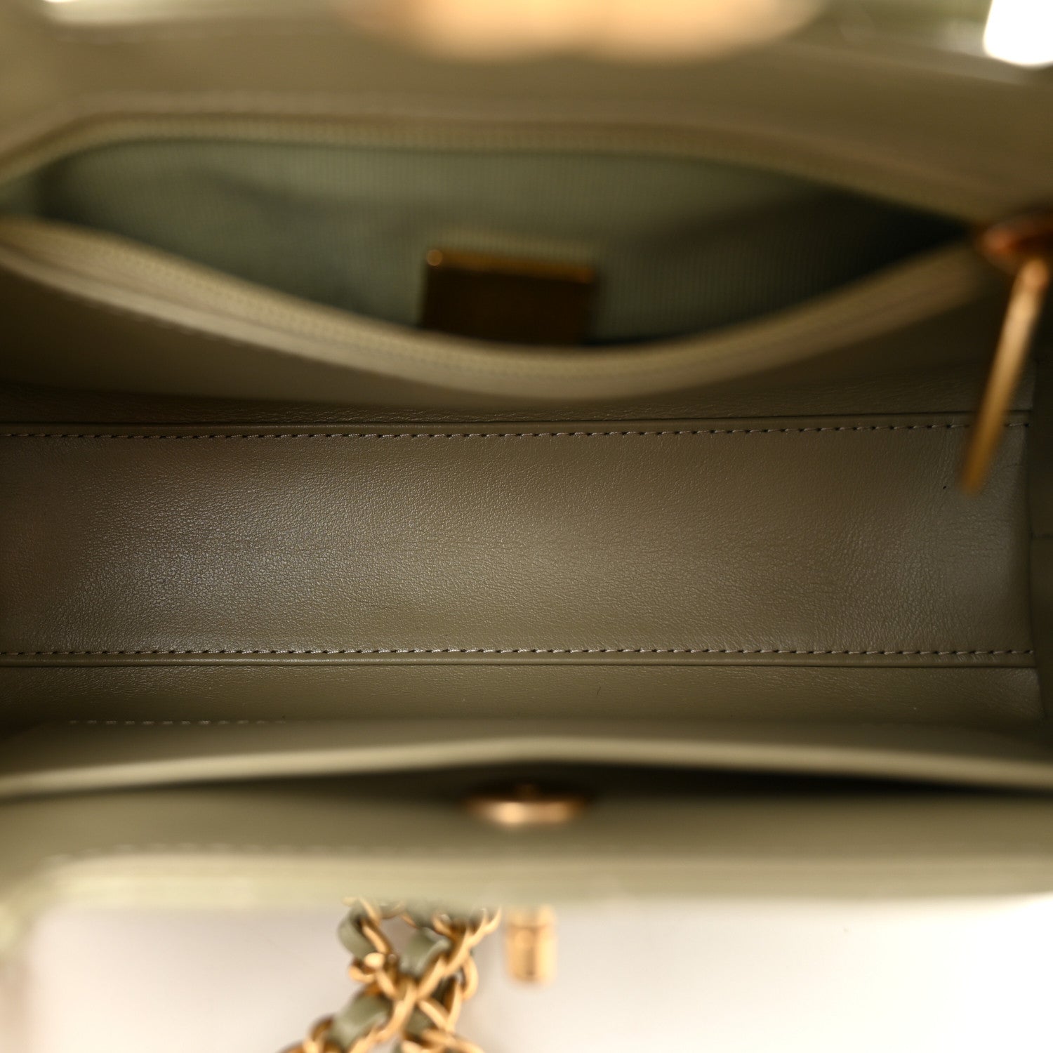 Chanel Shiny Aged Calfskin Quilted Nano Kelly Shopper Khaki 5 of 11