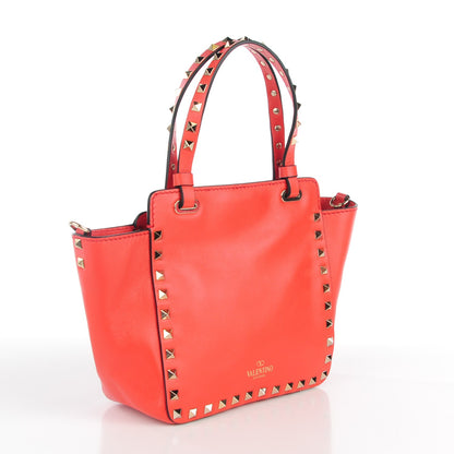 Valentino Garavani Vitello Mini Rockstud Tote Deep Coral 3 of 7