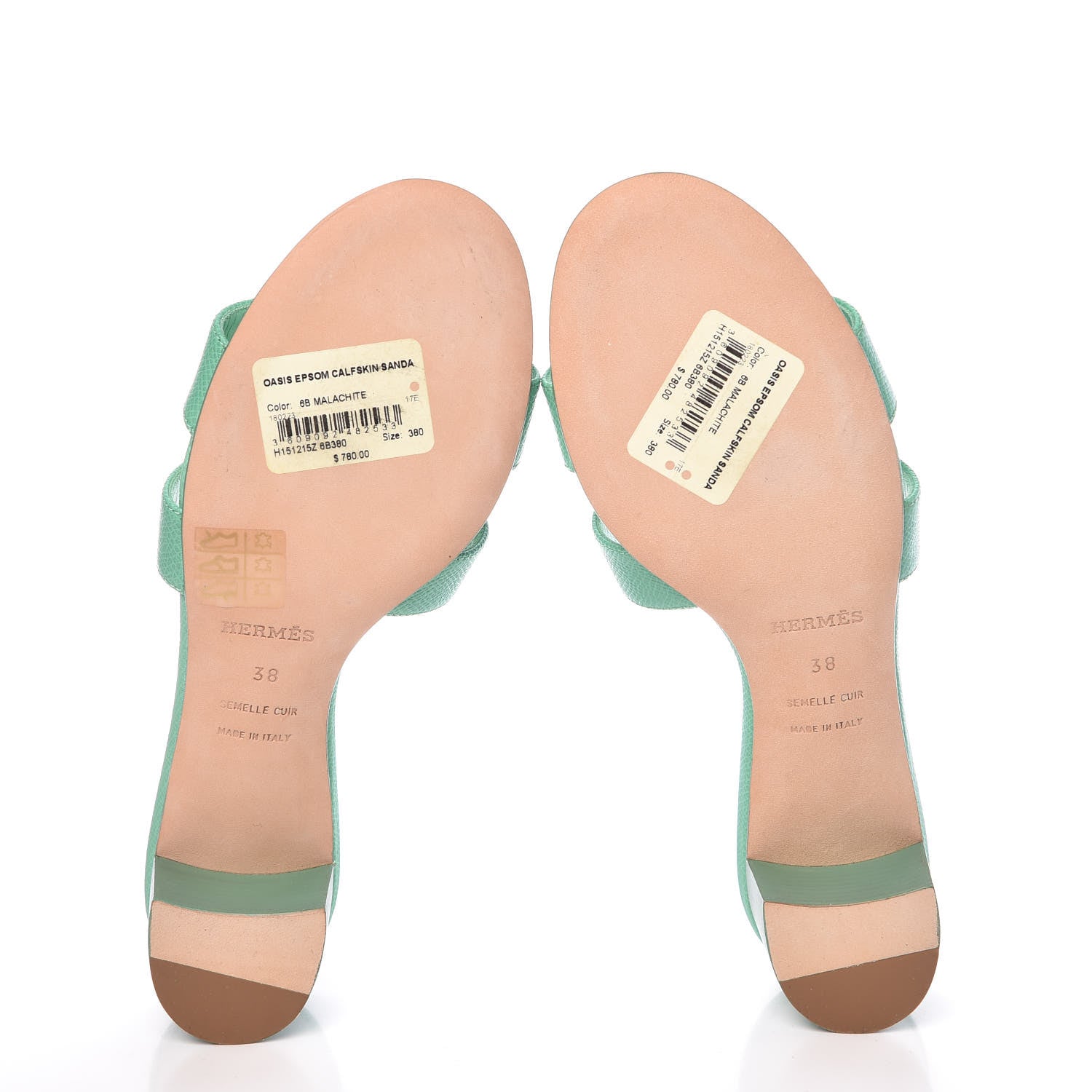 Hermes Epsom Oasis Sandals 38 Malachite 5 of 11