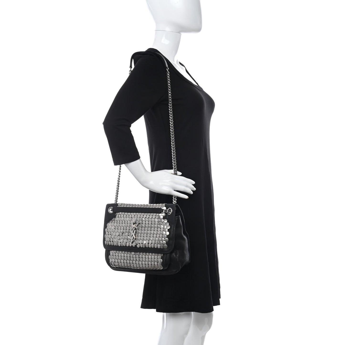 Calfskin Monogram Armature Medium Niki Chain Satchel Black