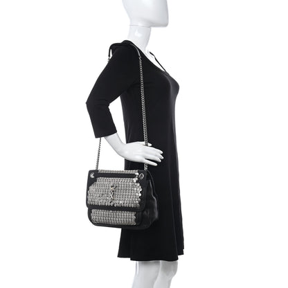 Saint Laurent Calfskin Monogram Armature Medium Niki Chain Satchel Black 2 of 13