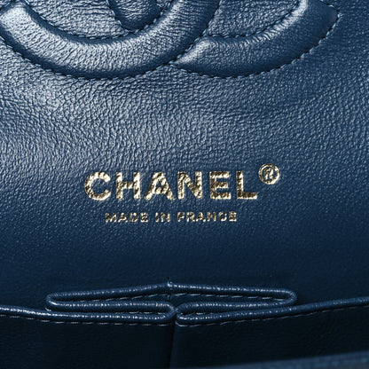 Chanel Iridescent Caviar Quilted Medium Double Flap Dark Blue 6 of 10