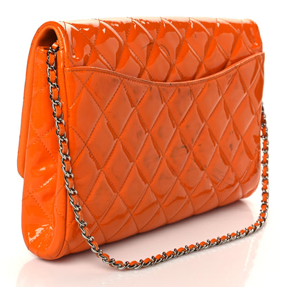 Chanel Patent Quilted Clutch with Chain Flap Orange 3 of 15