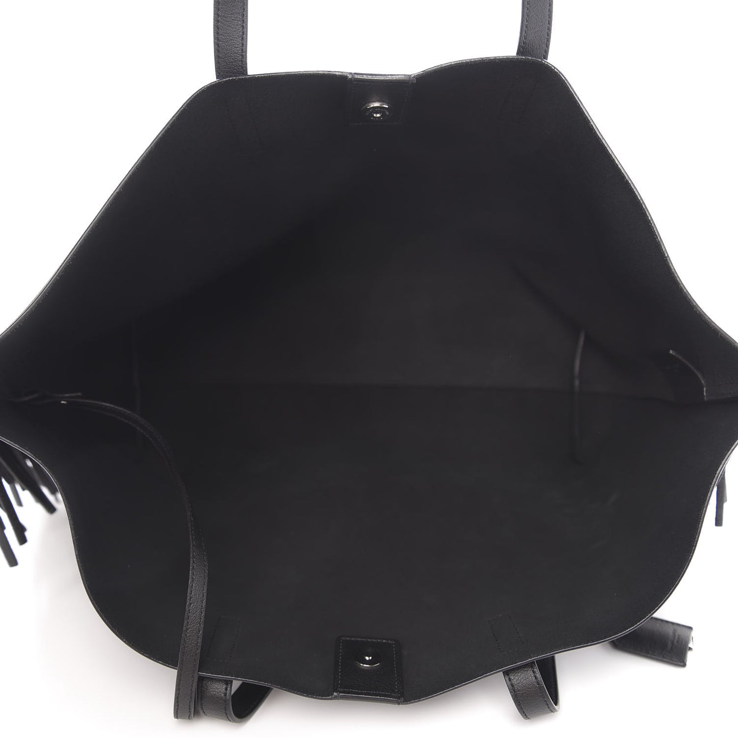 Calfskin Large Fringe Shopping Tote Black