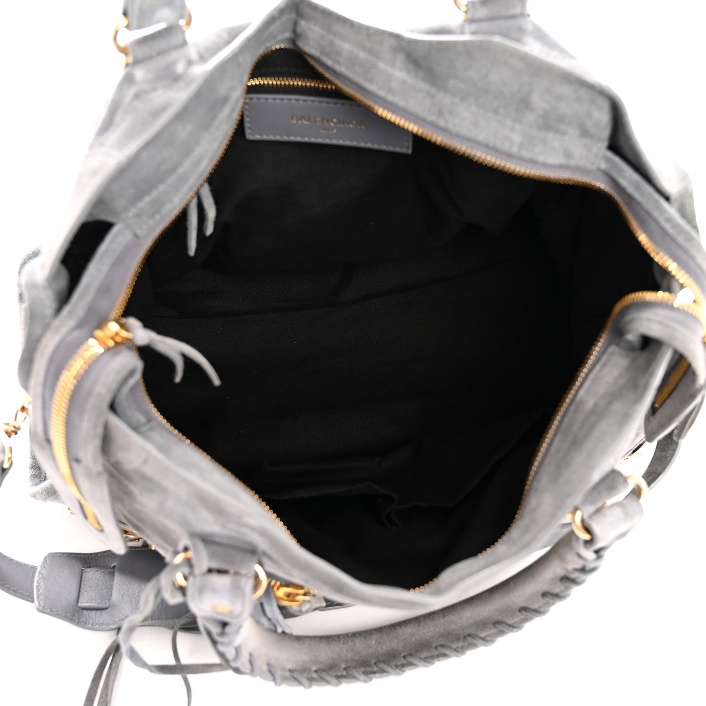 Suede Gold Metallic Edge Hardware City Gris Plomb