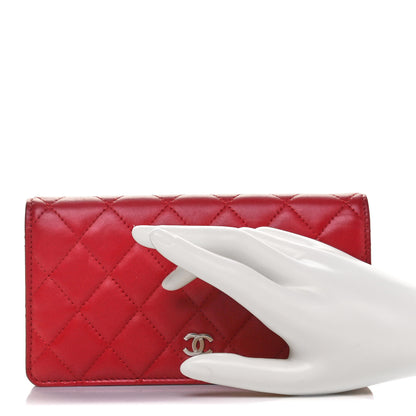 Chanel Lambskin Quilted Yen Wallet Red 2 of 6